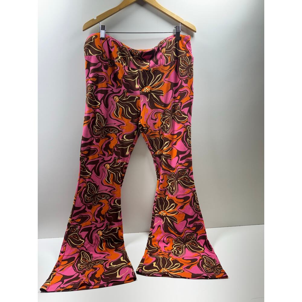 70’s Style Boho Butterfly Palazzo Pants Hippie Wide Leg Stretch Sz XXXL (21)